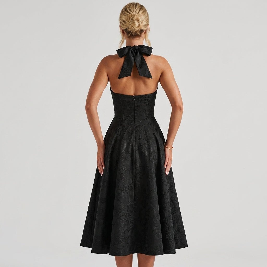 Ismerie Midi Dress | Floral Jacquard Corset