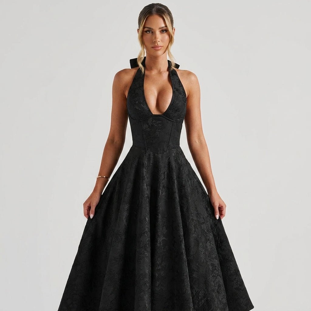 Ismerie Midi Dress | Floral Jacquard Corset