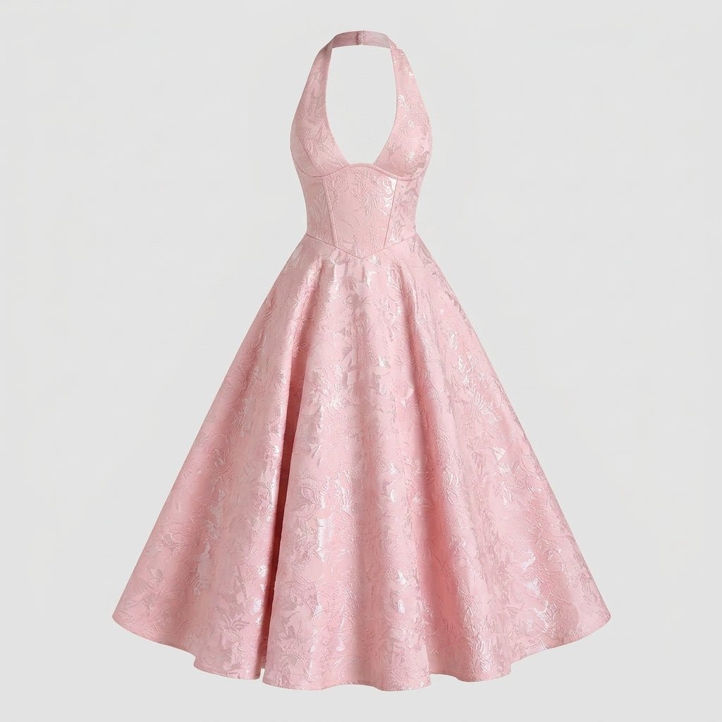 Ismerie Midi Dress | Floral Jacquard Corset