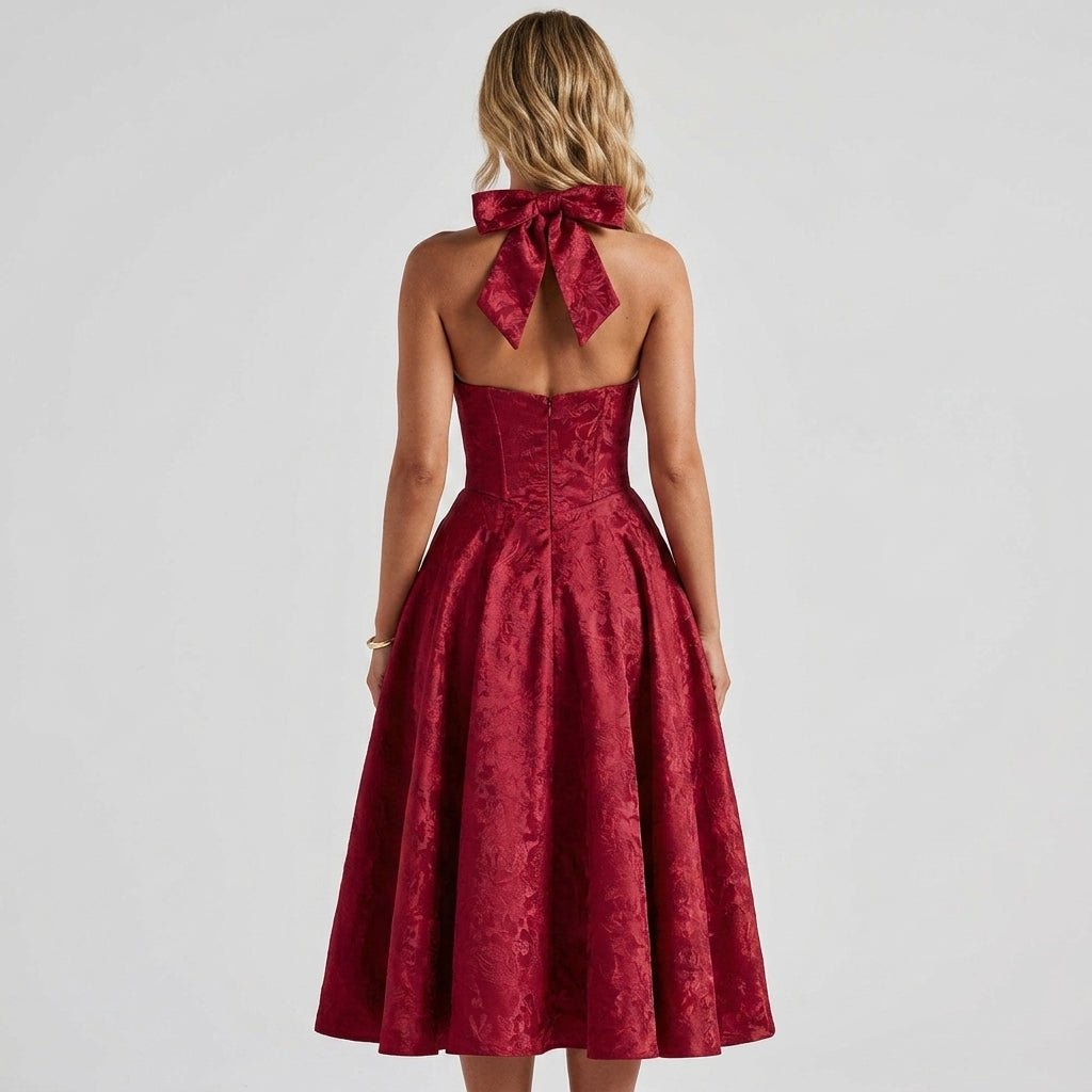 Ismerie Midi Dress | Floral Jacquard Corset