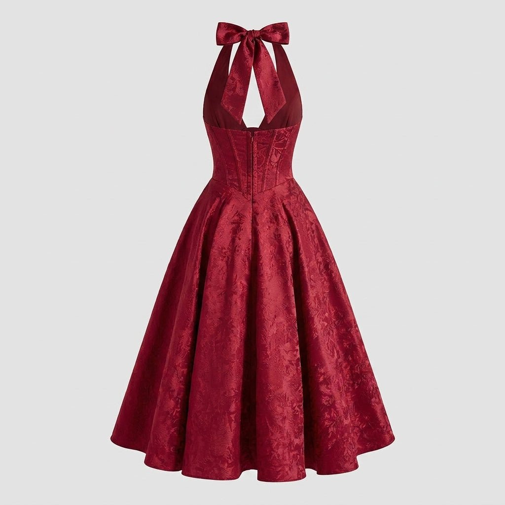 Ismerie Midi Dress | Floral Jacquard Corset