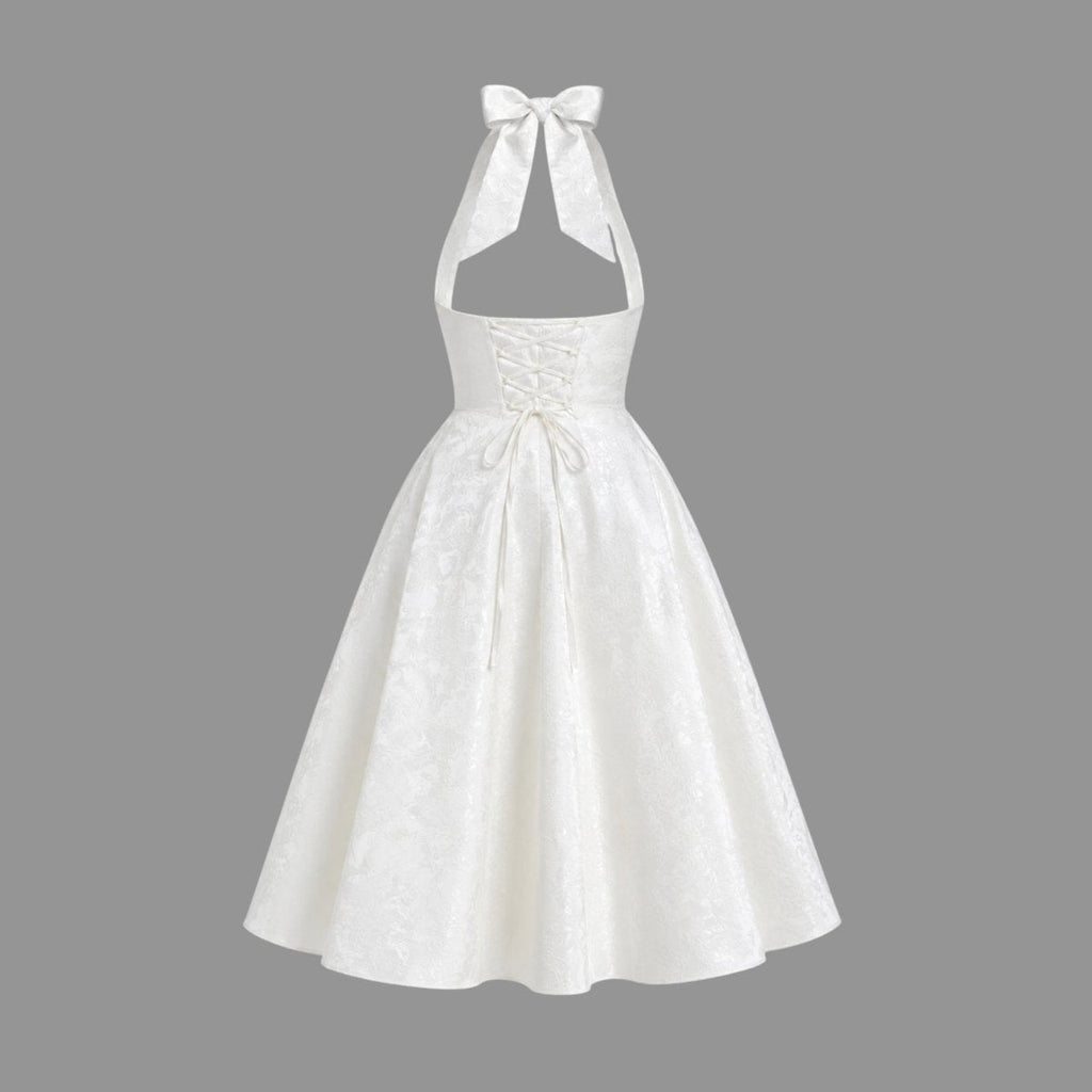 Ismerie Midi Dress | Floral Jacquard Corset