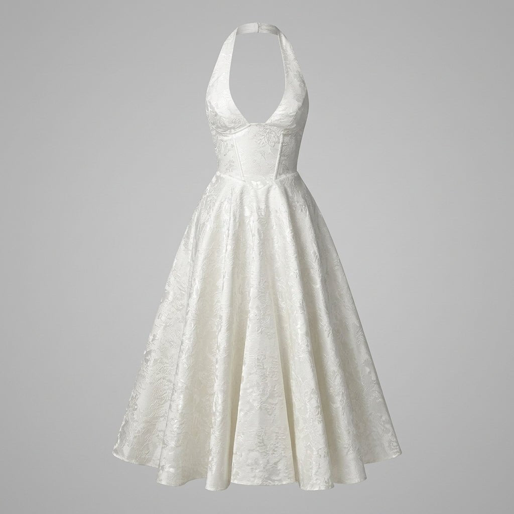 Ismerie Midi Dress | Floral Jacquard Corset