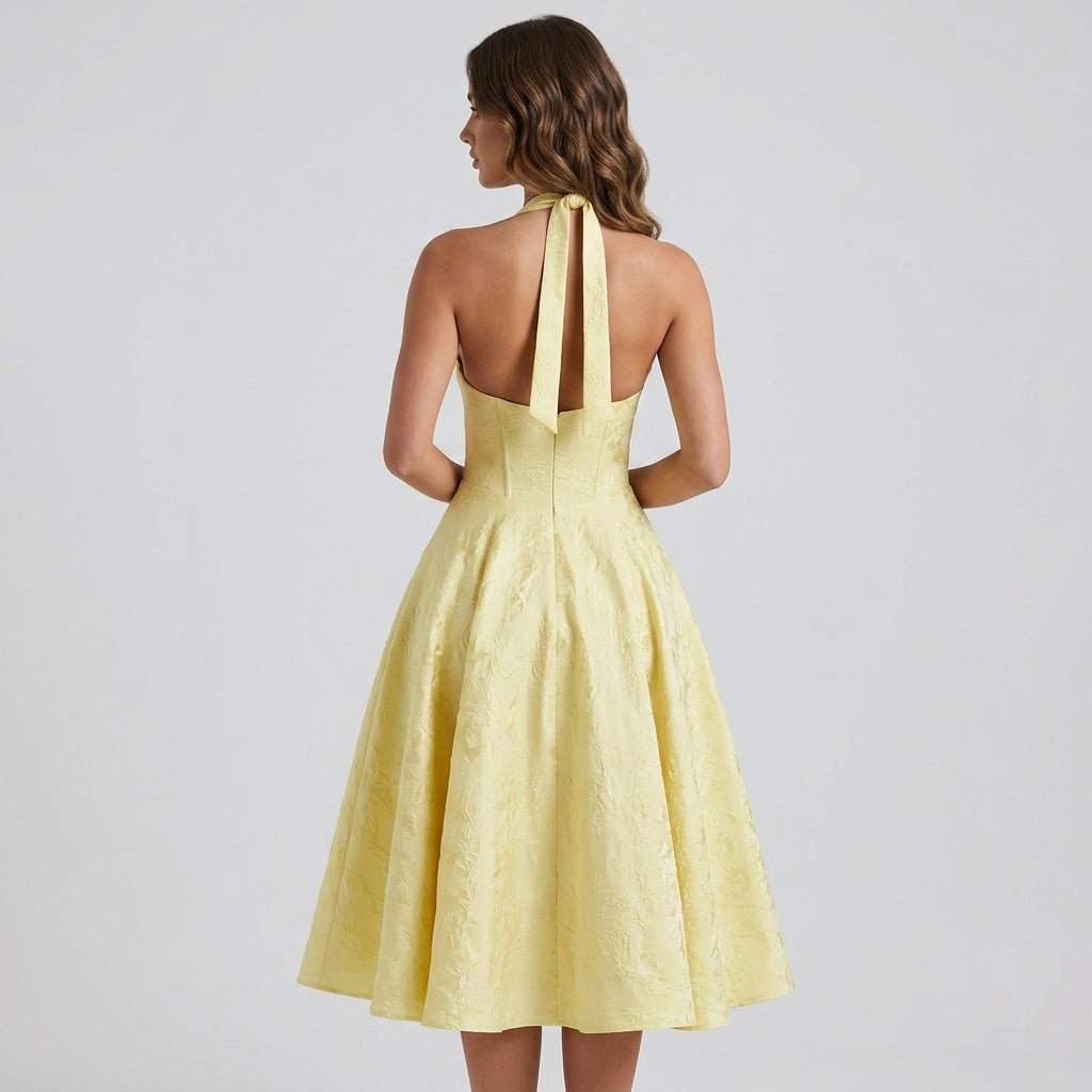 Ismerie Midi Dress | Floral Jacquard Corset